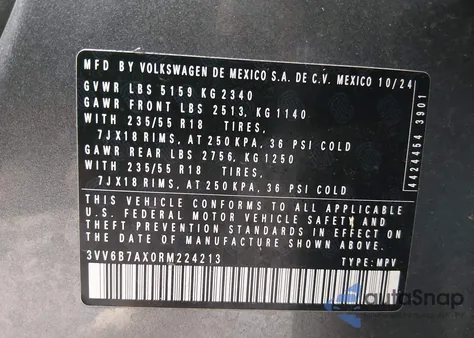 2024 Volkswagen Tiguan 2.0T Wolfsburg Edition from USA, damaged, VIN 3VV6B7AX0RM224213